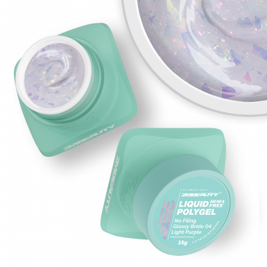 Liquid Polygel No Filing - Glossy Bride - 04 Light Purple - HEMA Mentes Reszelésmentes Építőzselé