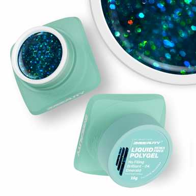 Liquid Polygel No Filing - Brilliant - 04 Emerald - HEMA Mentes Reszelésmentes Építőzselé