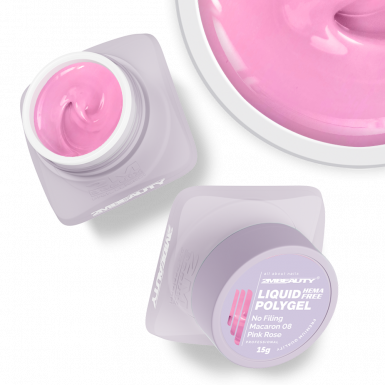 Liquid Polygel No Filing - Macaron - 08 Pink Rose - HEMA Mentes Reszelésmentes Építőzselé