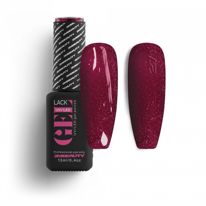 Gel Lack - Csillámos 271: Lilásbordó csillámos lakkzselé, magenta csillámokkal....
