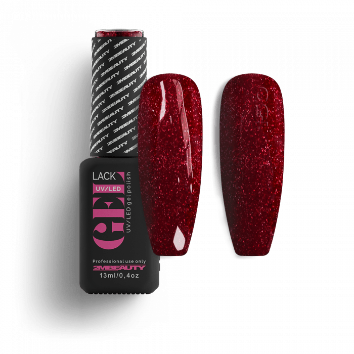 Gel Lack - Csillámos 150: Piros színű lakkzselé multicolor csillámokkal....
