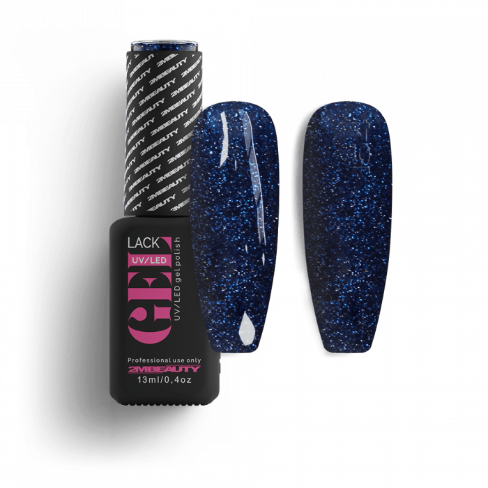 Gel Lack - Csillámos 154: Mélykék színű lakkzselé multicolor csillámokkal....
