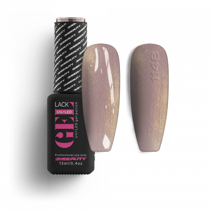 Gel Lack - Csillámos 1148:
 
Selymes szantál (nude) színű, aranyosan csillámló lakkzselé,...