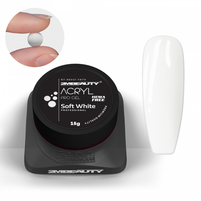 Acryl Pro Gel Soft White - HEMA Mentes Akrilzselé - Tégelyes