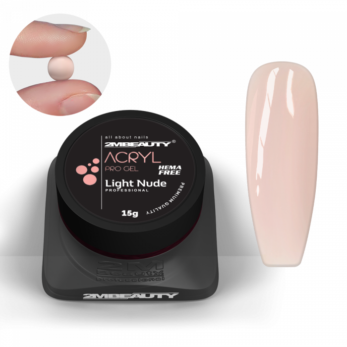 Acryl Pro Gel Light Nude - HEMA Mentes Akrilzselé - Tégelyes