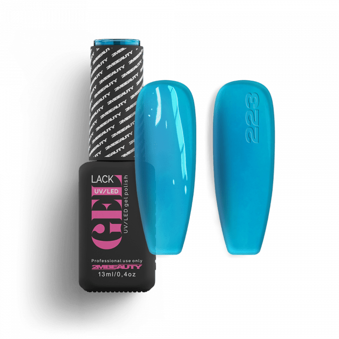 Gel Lack - HEMA Mentes 223:
Kék árnyalatú, üveghatású lakkzselé.

A 2MBEAUTY HEMA mentes Ge...