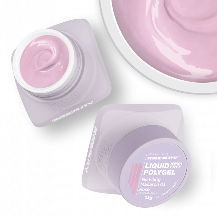 Liquid Polygel No Filing - Macaron - 01 Rose - HEMA Mentes Reszelésmentes Építőzselé