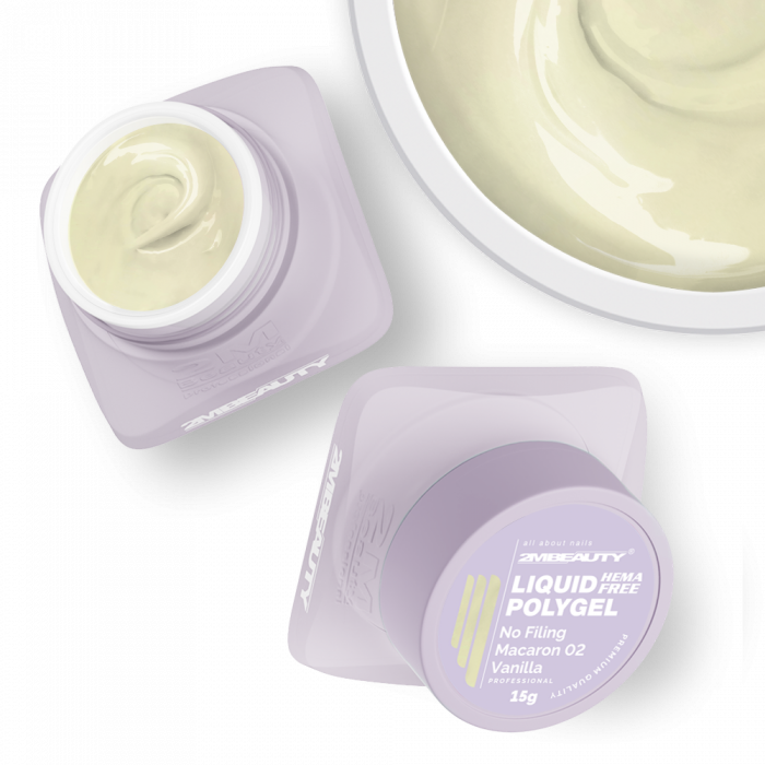 Liquid Polygel No Filing - Macaron - 02 Vanilla - HEMA Mentes Reszelésmentes Építőzselé
