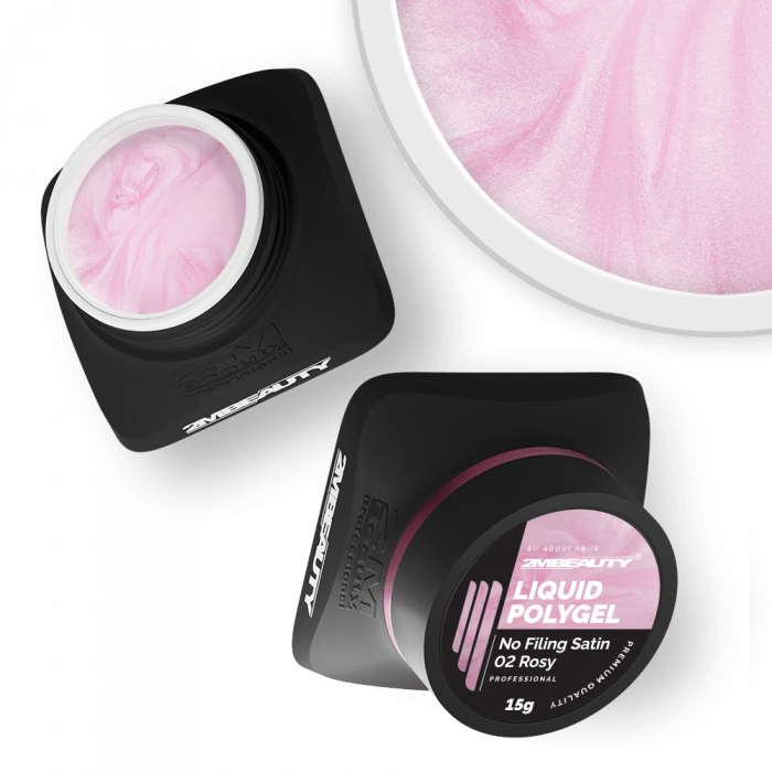 Liquid Polygel No Filing - Satin - 02 Rosy - HEMA Mentes Reszelésmentes Építőzselé