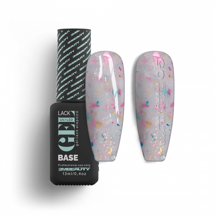 Gel Lack - Milky Rubber Base With Flakes 05 - HEMA Mentes