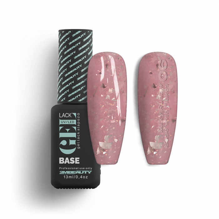 Gel Lack - Milky Rubber Base With Flakes 06 - HEMA Mentes