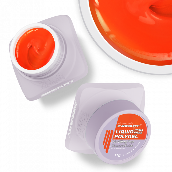 Liquid Polygel No Filing - Pop - Orange Pulse - HEMA Mentes Reszelésmentes Építőzselé