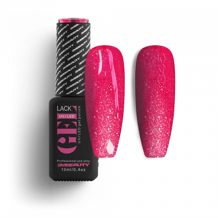 Gel Lack - Csillámos 345 Gel Lack - Csillámos 345: Áttetsző, neonpink színű lakkzselé, különböző méretű pink és ...