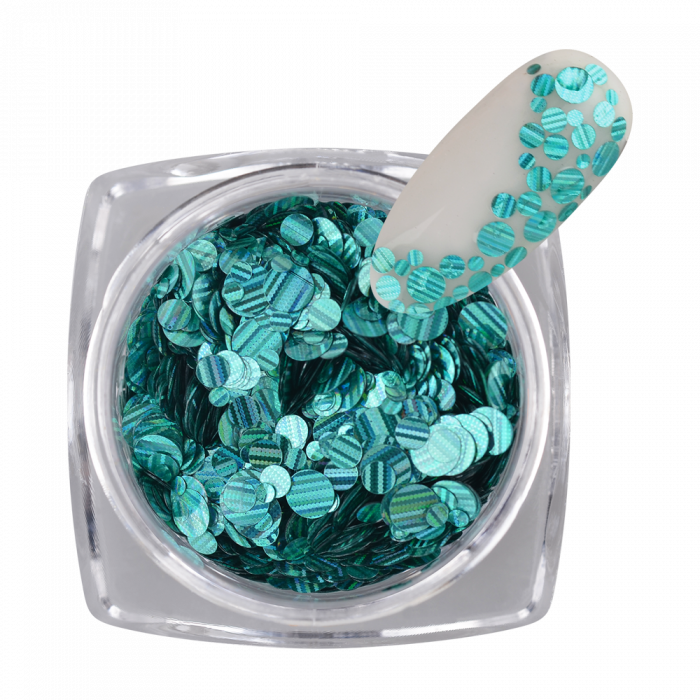 PolkaDot Holo Glitter 702: Hologramos, kör formájú, változatos méretű körömdíszítő....