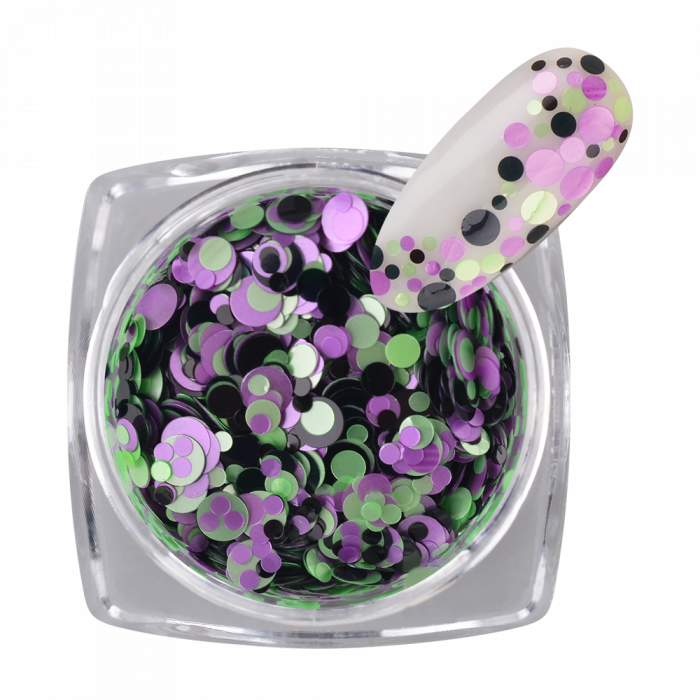 PolkaDot Mix Glitter 05 PolkaDot Mix Glitter 05: Kör formájú, változatos méretű és színű körömdíszítő....