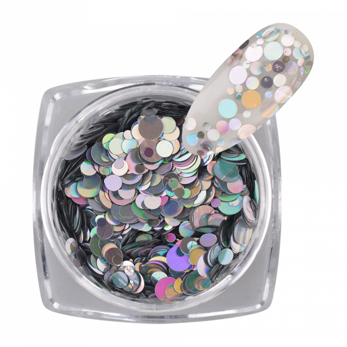 PolkaDot Mix Glitter 12: Kör formájú, változatos méretű és színű körömdíszítő....