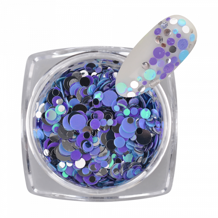 PolkaDot Mix Glitter 220: Kör formájú, változatos méretű és színű körömdíszítő....