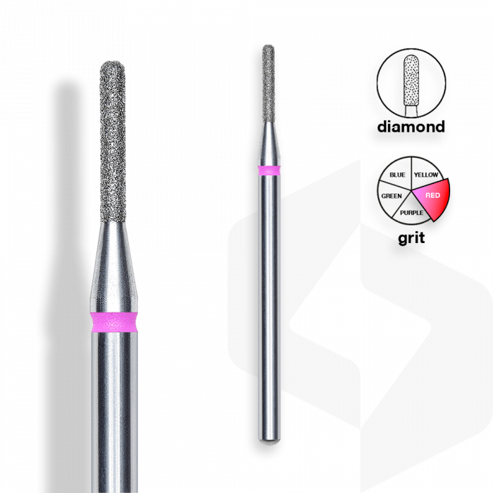 Staleks - Csiszolófej Gyémánt Keskeny Henger 1,4 mm | 8 mm Piros | Finom FA30R014-8K:
 
- mani...