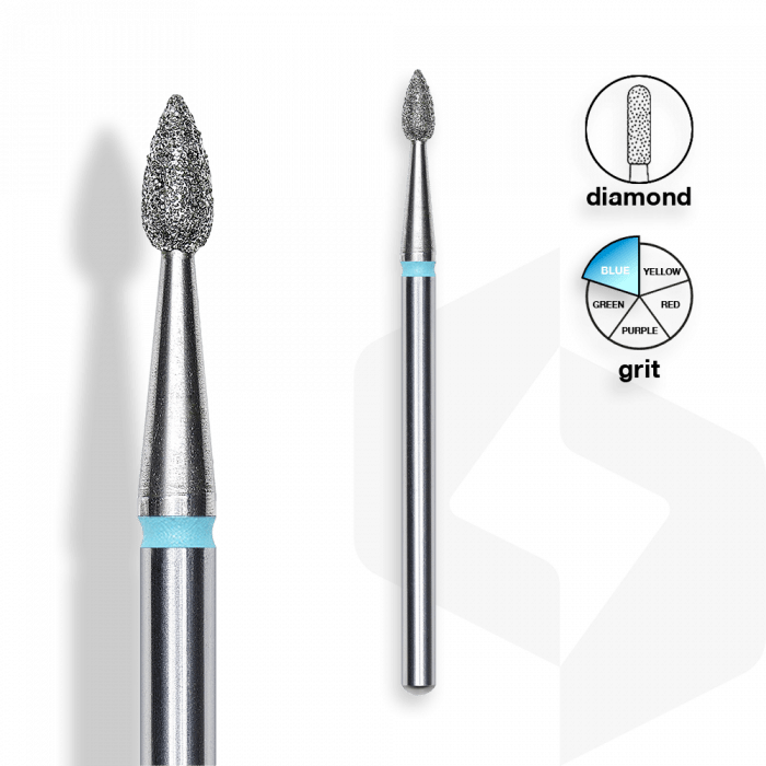 Staleks - Csiszolófej Gyémánt Csepp 2,3 mm | 5 mm Kék | Közepes FA40B023-5K:
 
- manikűrh�...