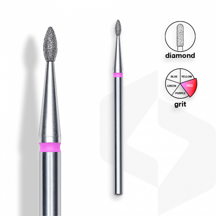 Staleks - Csiszolófej Gyémánt Csepp 1,6 mm | 4 mm Piros | Finom FA40R016-4K:
 
- manikűrhöz...