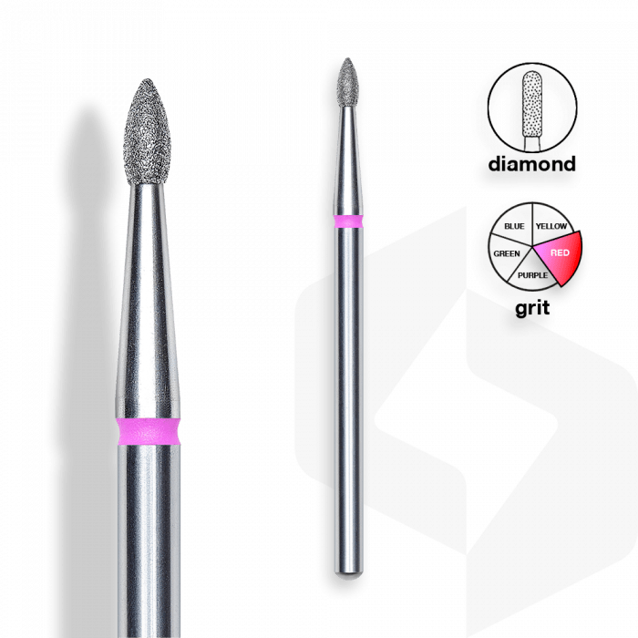 Staleks - Csiszolófej Gyémánt Ovális 1,8 mm | 4 mm Piros | Finom FA60R018-4K:
 
- manikűrh�...