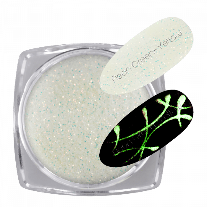 Glow Glitter White 03 - Neon Green-Yellow:Látványos fehér csillámló por, mely sötétben neonos...