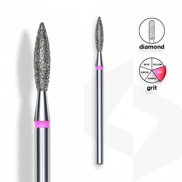 Staleks - Csiszolófej Gyémánt Lándzsa 2,3 mm | 10 mm Piros | Finom FA10R023-10K:
 
 - manik�...