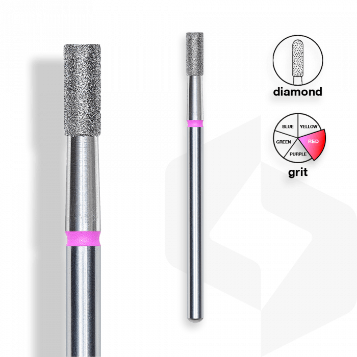 Staleks - Csiszolófej Gyémánt Henger 2,5 mm | 6 mm Piros | Finom FA20R025-6K:
 
- manikűrhöz...