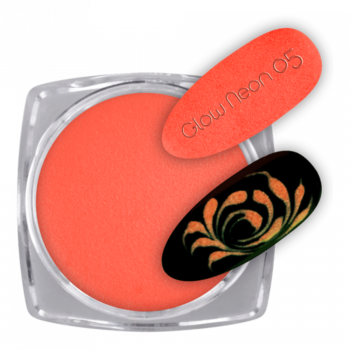 Pigmentpor Glow Neon 05:Narancs vörös neon pigment por, mely napfénnyel feltöltődve a sötétbe...