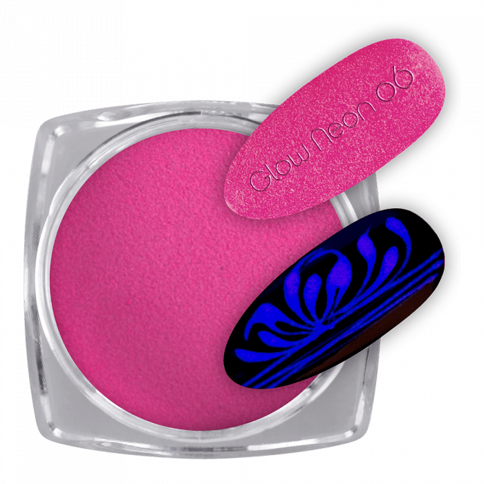 Pigmentpor Glow Neon 06:Neon pink pigment por, mely napfénnyel feltöltődve a sötétben színesen...