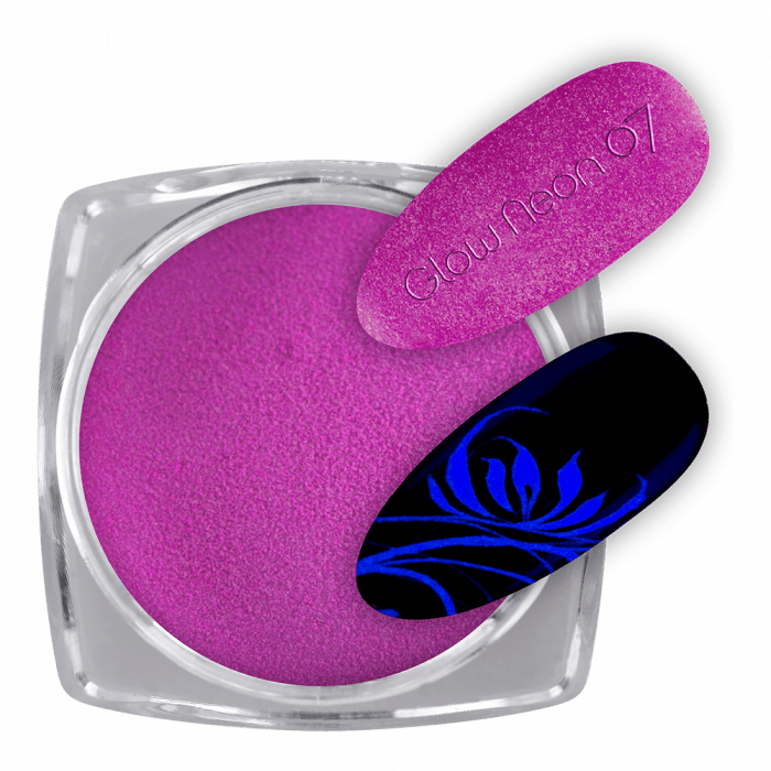 Pigmentpor Glow Neon 07 Pigmentpor Glow Neon 07:Neon lila pigment por, mely napfénnyel feltöltődve a sötétben színesen...