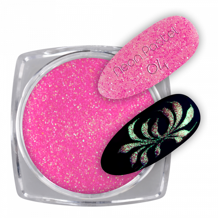 Glow Glitter Neon Pastel 04:
 
Sötétben világító neon pasztell pink színű csillámpor, mel...