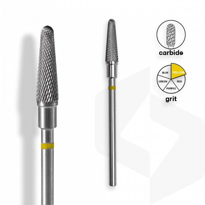 Staleks - Karbid Csiszolófej Keskeny Lekerekített Kúp 4mm | 13 mm Sárga | Extra Finom  FT70Y040...