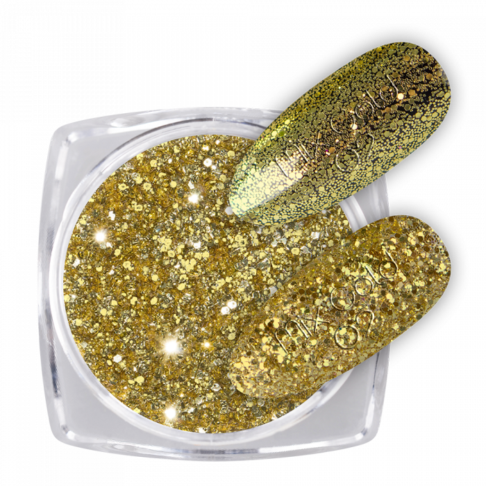 Glitter Mix Gold 02:Ragyogó csillámporok, bátran használhatod körömlakkos géllakkos alapra is...