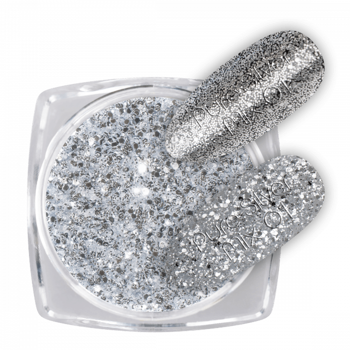 Glitter Pure Silver Mix 01:Ragyogó csillámporok, bátran használhatod körömlakkos géllakkos al...