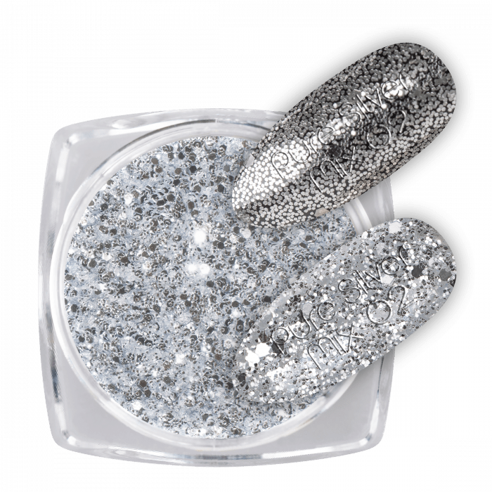Glitter Pure Silver Mix 02 Glitter Pure Silver Mix 02:Ragyogó csillámporok, bátran használhatod körömlakkos géllakkos al...