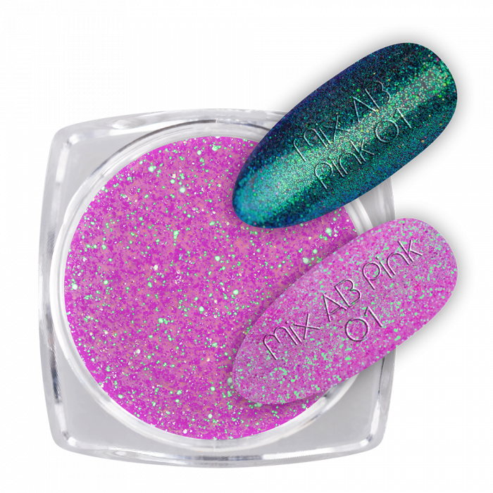 Glitter Mix AB Pink 01 Glitter Mix AB Pink 01:Ragyogó csillámporok, bátran használhatod körömlakkos géllakkos alapra...