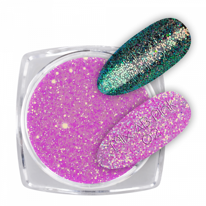 Glitter Mix AB Pink 02 Glitter Mix AB Pink 02:Ragyogó csillámporok, bátran használhatod körömlakkos géllakkos alapra...