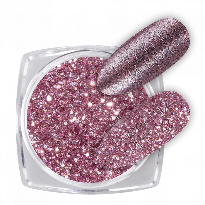 Glitter Laser Mix Pink 02:Ragyogó csillámporok, bátran használhatod körömlakkos géllakkos ala...