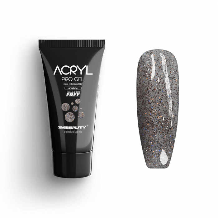 Acryl Pro Gel Micro Reflective Glitter Graphite - HEMA Mentes Akrilzselé:
Fényvisszaverő acrylge...