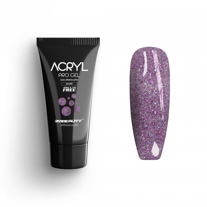 Acryl Pro Gel Micro Reflective Glitter Purple - HEMA Mentes Akrilzselé:
Fényvisszaverő acrylgel-...