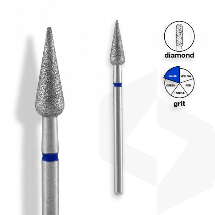 Staleks - Csiszolófej Gyémánt Hegyes Körte 4 mm | 12 mm Kék | Közepes FA100B040-12:
 
 
-...