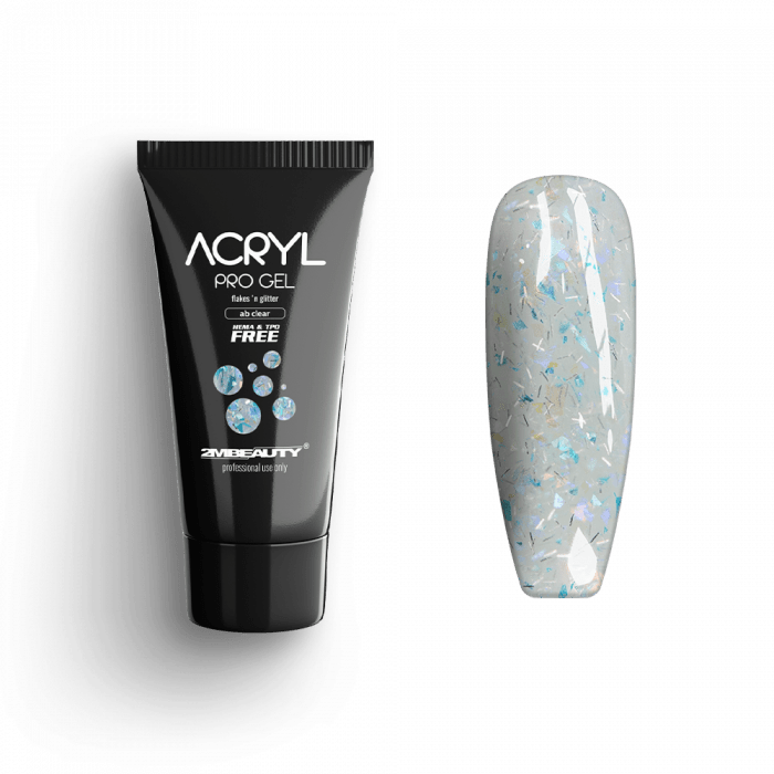 Acryl Pro Gel Flakes 'n Glitter AB Clear - HEMA Mentes Akrilzselé:
Csillámokkal és díszítősz�...