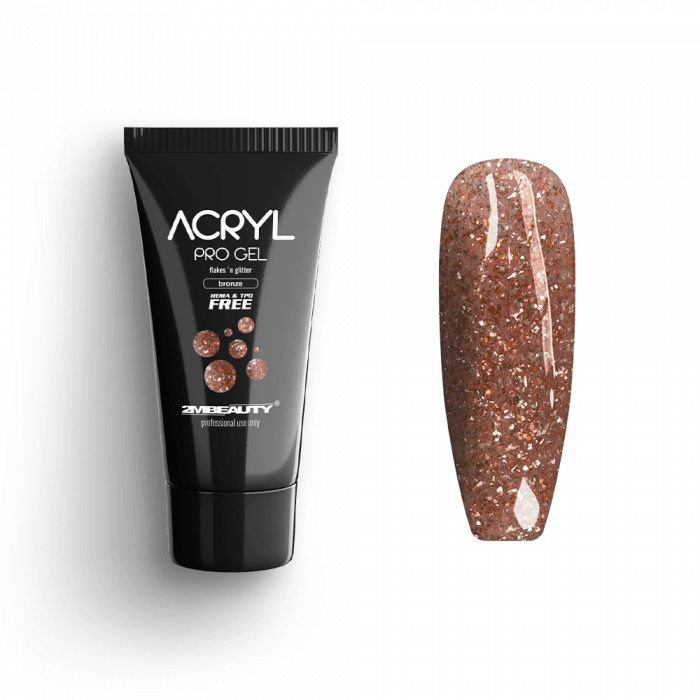 Acryl Pro Gel Flakes 'n Glitter Bronze - HEMA Mentes Akrilzselé:
Csillámokkal és díszítőszál...