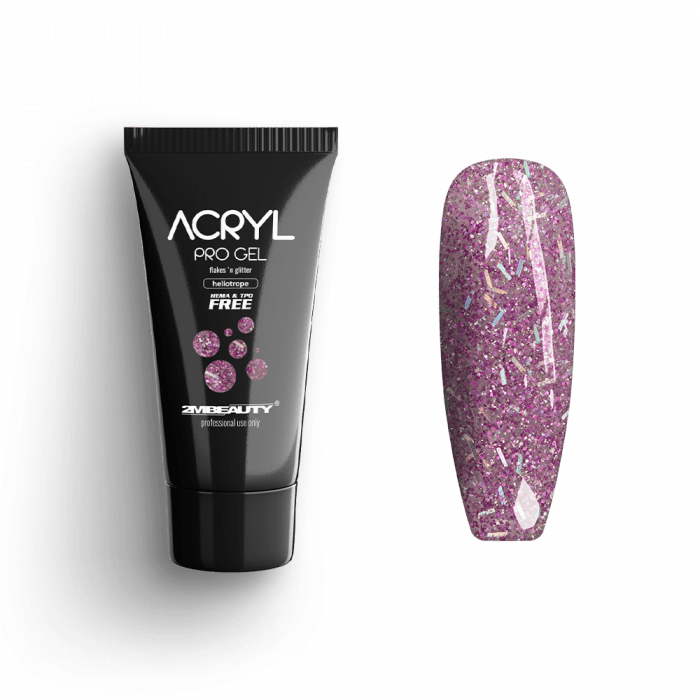 Acryl Pro Gel Flakes 'n Glitter Heliotrope - HEMA Mentes Akrilzselé:
Csillámokkal és díszítős...