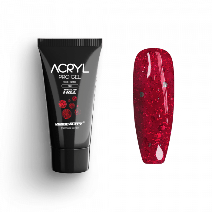 Acryl Pro Gel Flakes 'n Glitter Red - HEMA Mentes Akrilzselé:
Csillámokkal és díszítőszálakk...