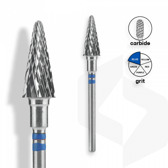 STALEKS - Karbid Csiszolófej Kúp Balkezes 6 mm | 14 mm Kék | Közepes FT73B060-14:
- Manikűrhö...