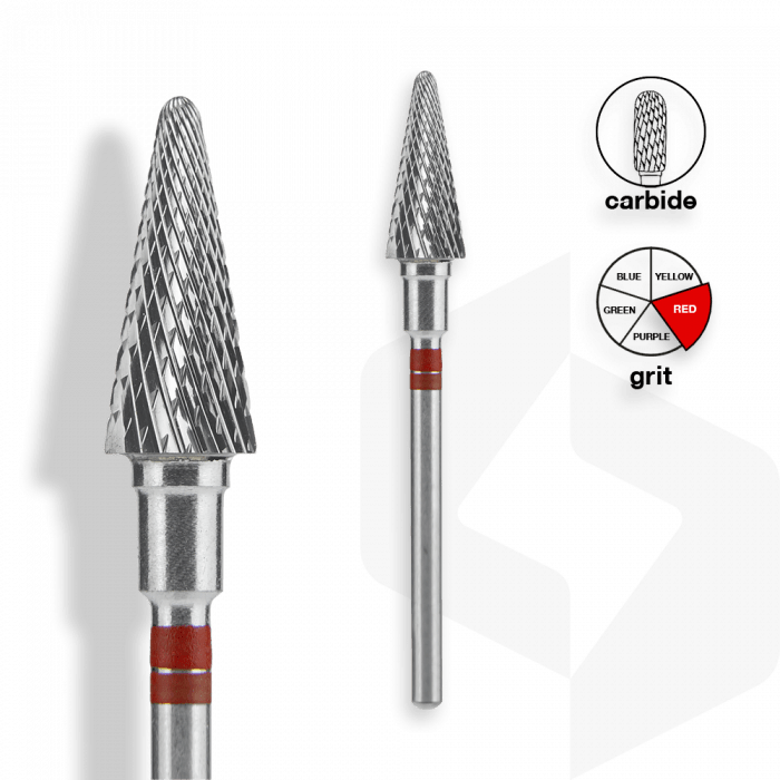 STALEKS - Karbid Csiszolófej Kúp Balkezes 6 mm | 14 mm Piros | Finom FT73R060-14:
- Manikűrhöz ...