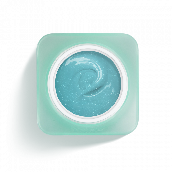 No Filing - Shiny Aquamarine - HEMA Mentes Reszelésmentes Építőzselé:
Türkizkék, fehér csil...