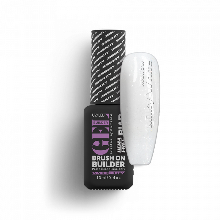 Liquid Polygel BIAB - Mellow Milky White - HEMA Mentes Ecsetes Építőzselé:
Fehéren csillámló...